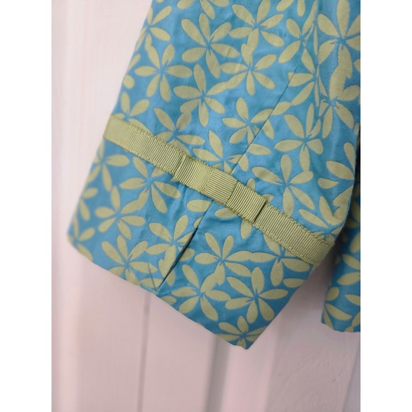 Context 2 pc Skirt Suit Silk Cotton Size 10 Green Yellow Floral NWT $258 - Picture 7 of 16